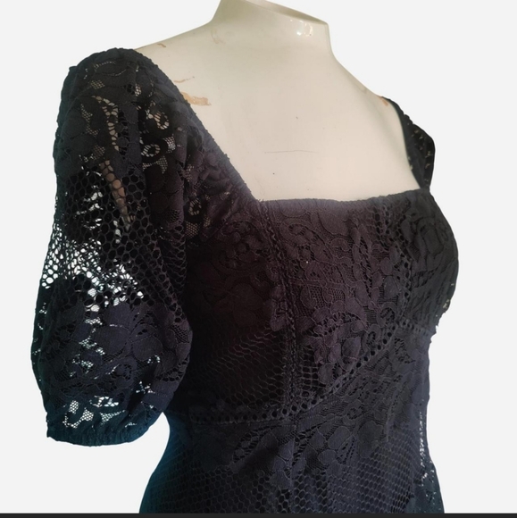 Free People Black Net Mini Dress - Picture 3 of 6